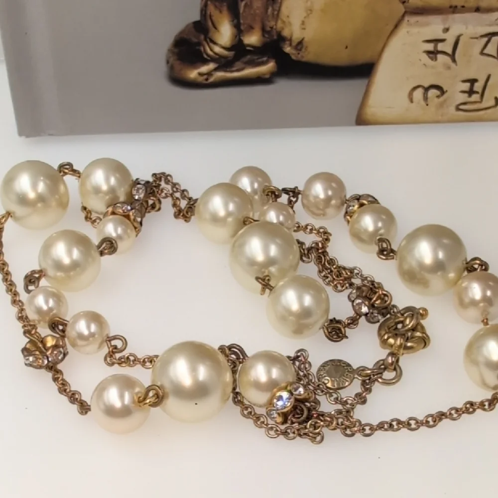J. Crew Gold and White Pearl Bead Necklace